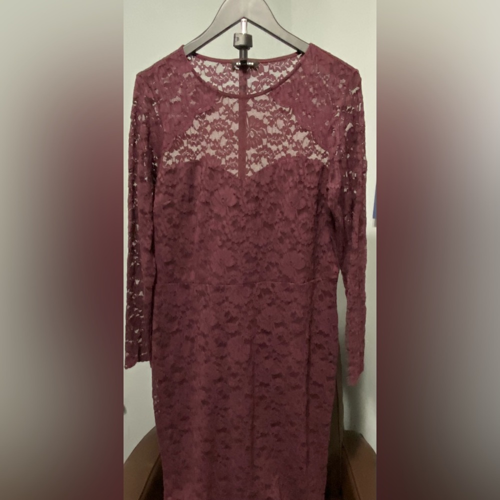 Express Maroon Stretch Lace Holiday Cocktail Dress - Women’s Size XL